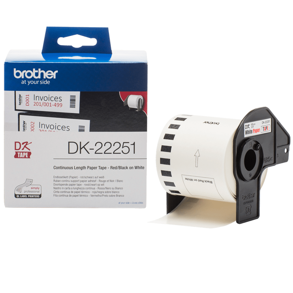 Genuine Brother DK-22251 Continuous Paper Label Roll – Black and Red on White, 62mm 3